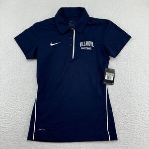 NWT Nike Villanova Football Polo Womens XS Navy Blue Short Sleeve Shirt Dri-Fit